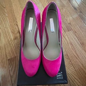 Fushsia Mohair pumps by INC.